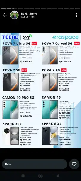 Terbaru tipe handphone dari tecno