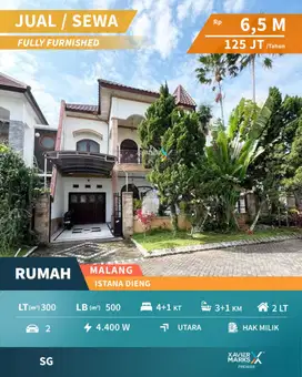 Dijual/Disewakan Rumah Mewah di Istana Dieng Malang Bonus Perabotan