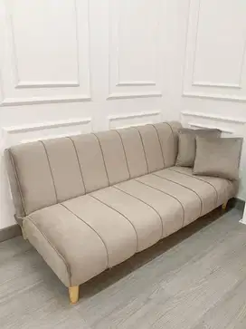 Sofa Bed Coklat Taupe Suede  Size 180cm