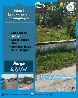 Tanah Pekarangan Lokasi Kebakkramat