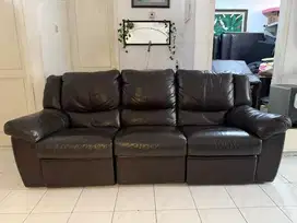 SOFA RECLINER 3 SEATER CELLINI FULL LEATHER GENUINE ( KULIT SAPI )