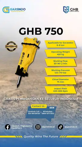 Jual Breaker | HYDRAULIC BREAKER GHB 750 | Full Service After Sales!
