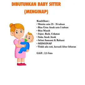 DIBUTUHKAN BABY SITTER MENGINAP