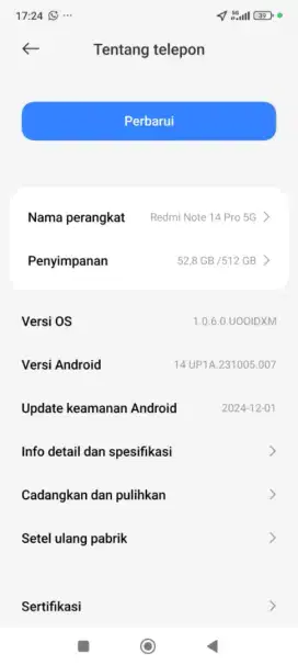 Hp xiomi Redmi note 14 pro 5G RAM 12