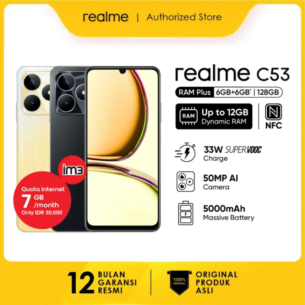Realme C53 ram 6gb 128gb Batere 5000 NFC baru IMEI ok garansi resmi