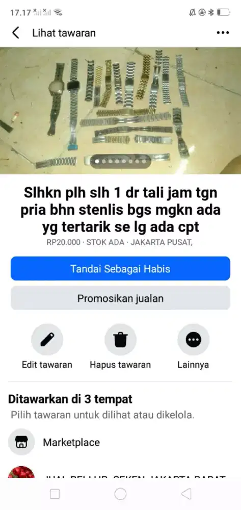Slhkn plh slh 1 dr tali jam tgn pria kond bgs mgkn ada yg tertarik