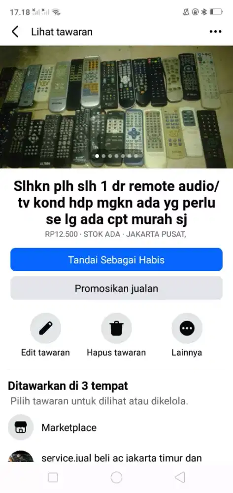 Slhkn plh slh 1 dr remote audio/tv kond hdp mgkn ada yg perlu cpt dpt