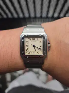 Cartier Santos 1564 White Dial Quartz Men Size