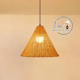 Lampu Gantung Rotan Anyaman Natural Kap Lampu Hias Unik Estetik