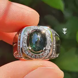 Batu Permata Natural Star Bluish Green Sapphire Madagascar 3.03Ct Memo
