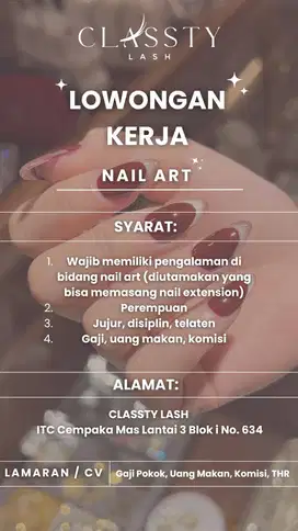 lowongan kerja nail art / terapis kuku