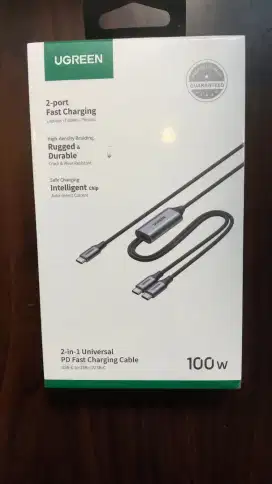 UGREEN Kabel Charger 2 in 1 dual Usb Type C to Dual Type C 100w 35087