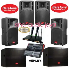 Paket Sound System BareTone 15 Inch MAX15RAE Subwoofer Aktif 18 Inch
