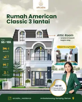 Jual Rumah American Classic di Jogja Sleman Dekat Rs PKU Muhammadiyah