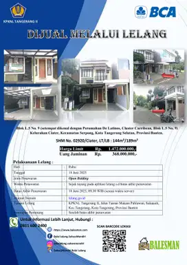 DIJUAL MELALUI LELANG WILAYAH TANGERANG !