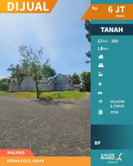 Dijual Tanah Kavling Hook Di Graha Golf, Araya Malang(OLX686)