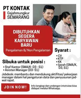 Loker SMA/K D3 S1, Semarang
