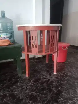 meja kayu marmer