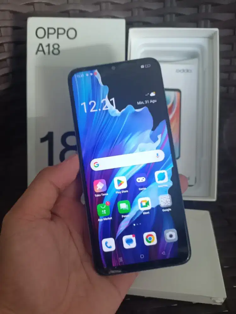 OPPO A18 BLUE LENGKAP MULUS