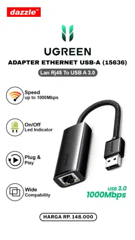 UGREEN ADAPTER ETHERNET LAN USB-A (15636)
