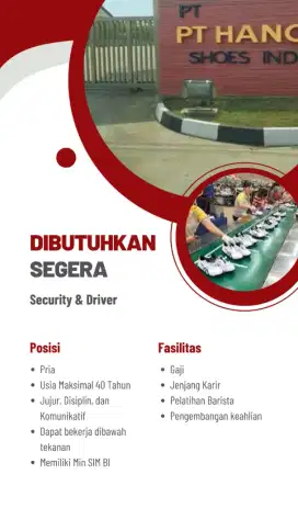 Butuh segera tenaga security dan driver