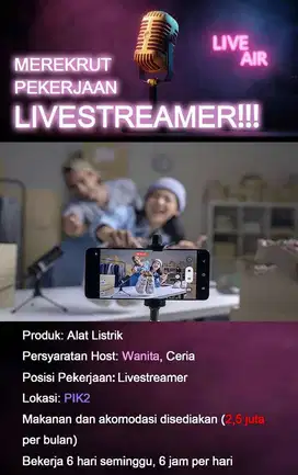 Host Live Streaming Wanita berpengalaman Alat listrik