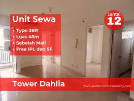 Sewa 3BR kosongan sebelah mall apartment Bassura City tower Dahlia
