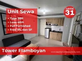 Sewa 3BR furnished apartments Bassura City tower Flamboyan