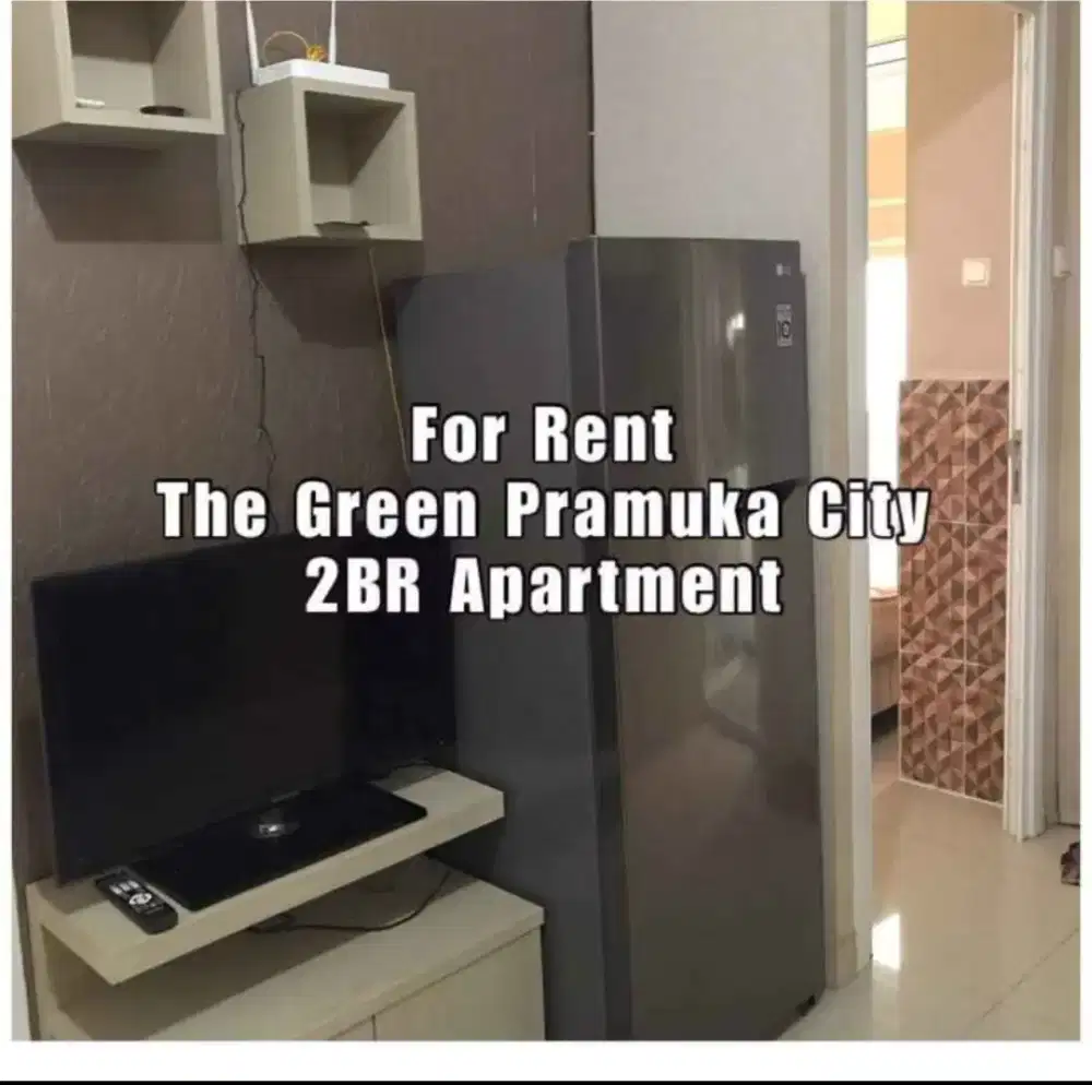 Disewakan Murah furnished Apartment 2 BR Green Pramuka lantai rendah