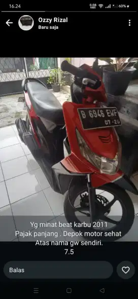 Beat karburator 2011 siap pakai