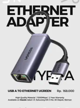 USB A TO ETHERNET UGREEN GARANSI 2 TAHUN