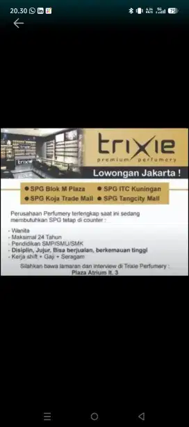 Dicari SPG parfum