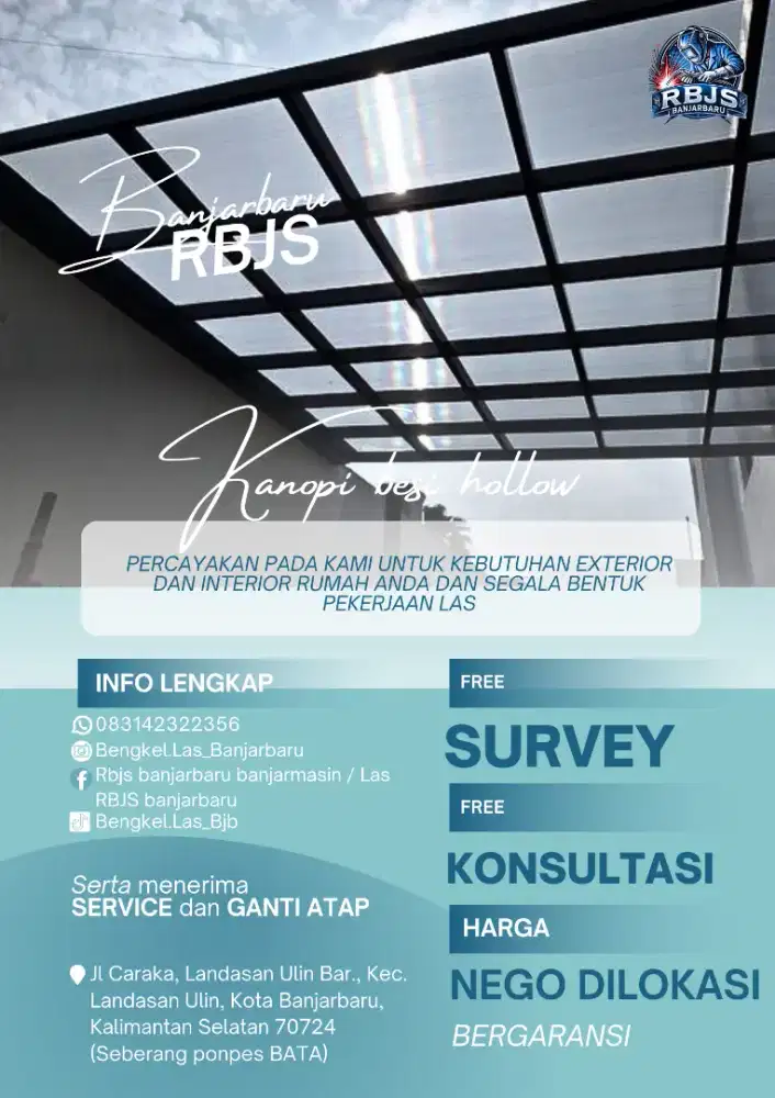 Kanopi Besi Hollow Elegan untuk Rumah & Ruko