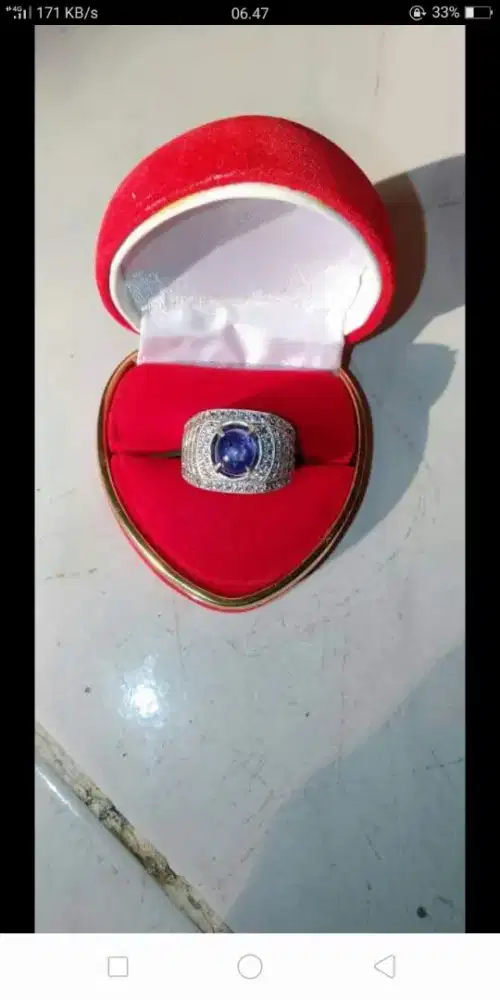 Blue Safir Ring Perak Microseting