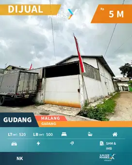 Dijual Gudang Dekat Poros Jalan di Gadang Sukun Malang