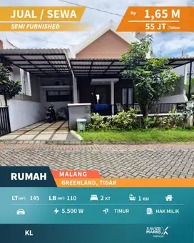 Dijual Rumah Semi Furnish Minimalis di Greenland Tidar Malang