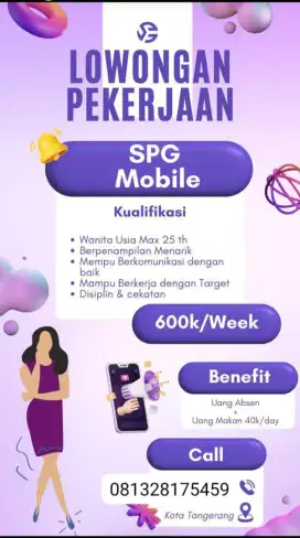 DIBUTUHKAN SPG PRODUK MINUMAN AREA TANGERANG