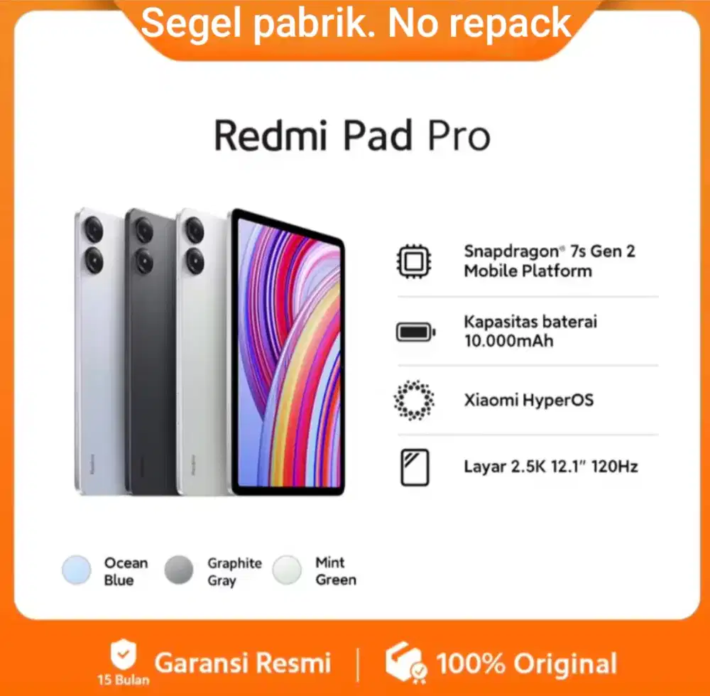 Redmi pad pro 8/256. Baru. Segel pabrik. Garansi resmi 15 bulan