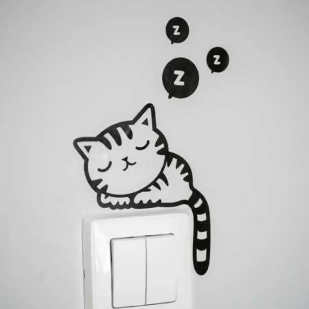 2 Pcs Stiker Kucing Tidur Bahan PVC