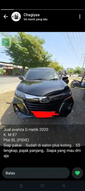 Di jual toyota avanza tipe G 1,3 tahun 2020