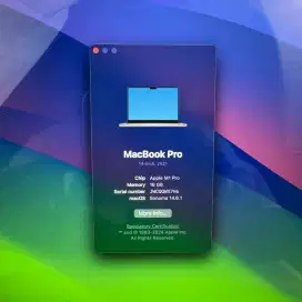 Macbook M1 pro 14 inch Ram 16 Ssd 512 Full set buat dsain editing ibox