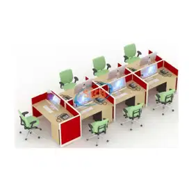 PARTISI KANTOR FULL FABRIC T. 100 CM 6 STAFF BERHADAPAN + 1 MANAGER