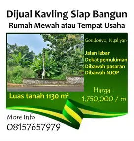 Dijual Murah Kavling seluas 1130 m² Siap Bangun