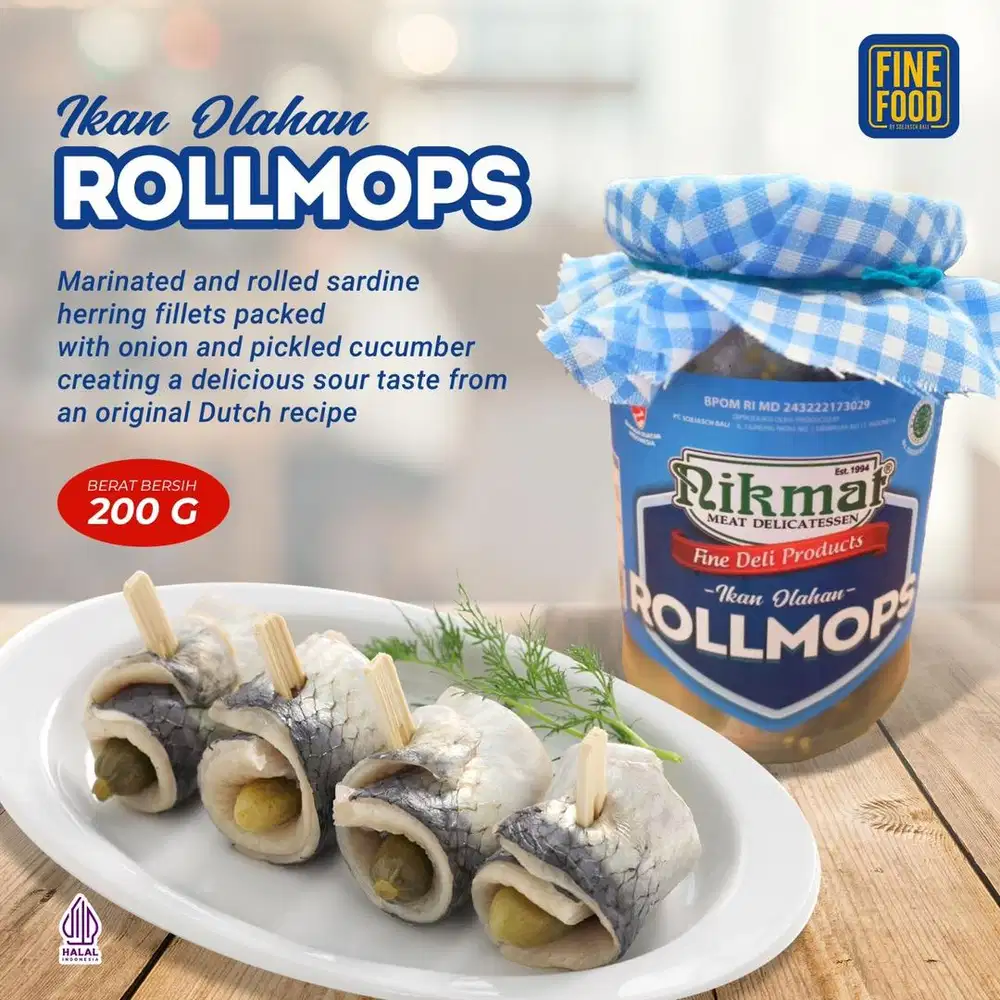 Rollmops Nikmat Jar 200gr Acar Ikan Herring
