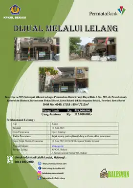 DIJUAL RUMAH MELALUI LELANG WILAYAH BEKASI