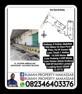 Gudang Jl Sultan Abdullah 1 Ha 500 M Dr New Port/Pintu Tol IR Sutami