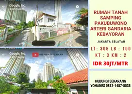 Rumah Tanah samping Pakubuwono Arteri Gandaria kebayoran