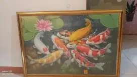 LUKISAN IKAN KOI CANVAS BESAR