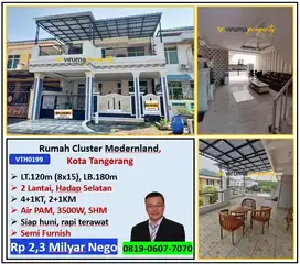 VTH0199 - Rumah SHM, Bagus, Semi Furnish, Modernland, Kota Tangerang