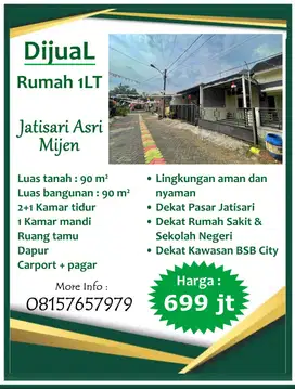Dijual Hunian Nyaman Siap Huni di Jatisari BSB Mijen